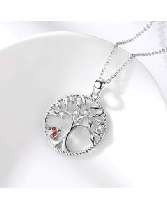 S925 Silver Life Tree Ladybug Animal Pendant Necklace