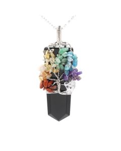 Crystal Column Tree Of Life Winding Pendant Necklace